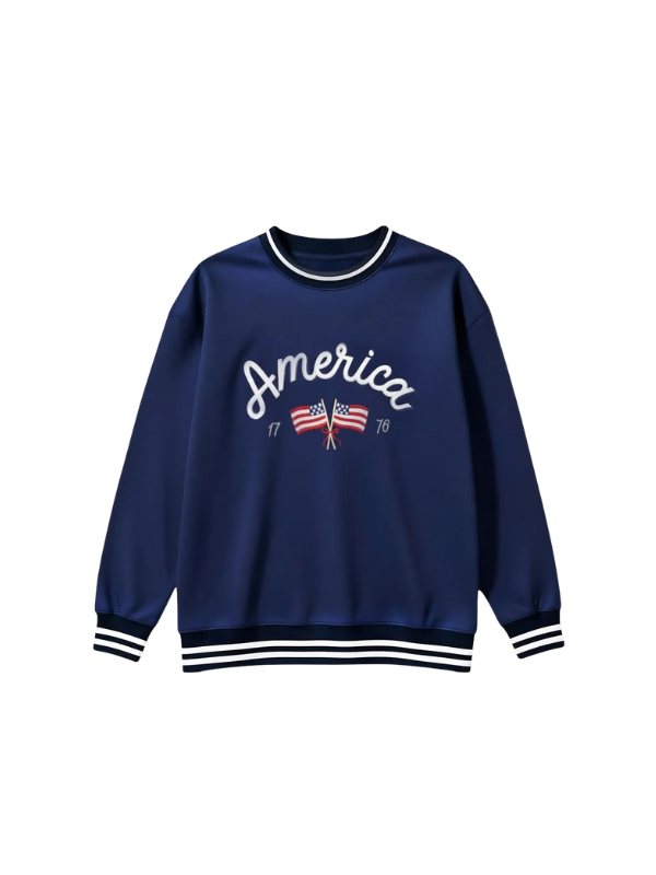 navy striped arms america flag sweatshirt
