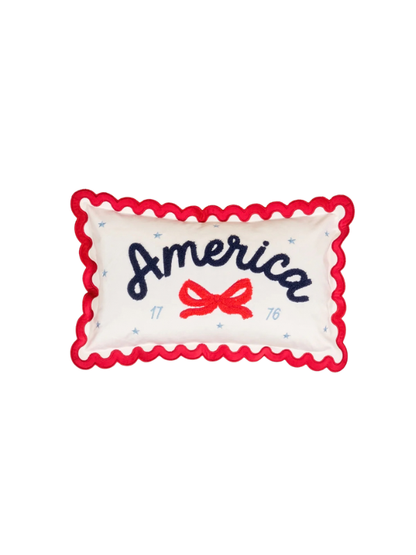 red scalloped USA pillow