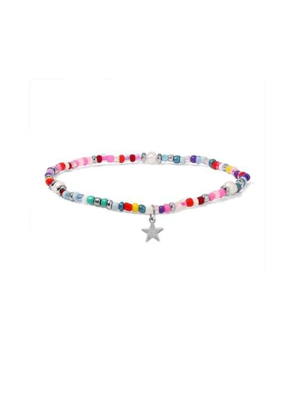 Multicolored beaded anklet with a star charm