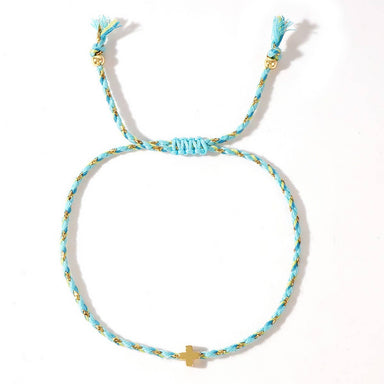 handmade thread cross bracelet in blue colors