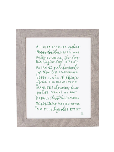 Golf themed iconic Augusta Georgia 8x10 frame with tournament references