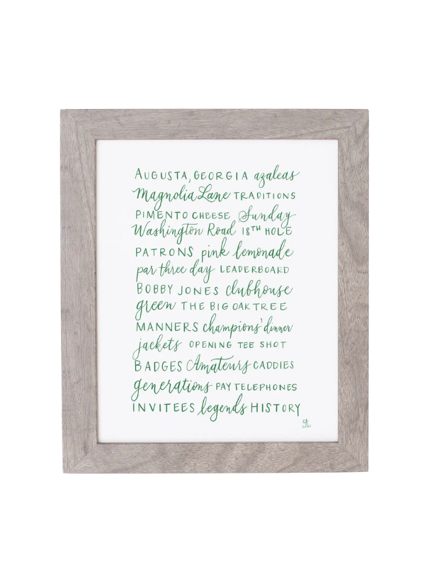 Golf themed iconic Augusta Georgia 8x10 frame with tournament references