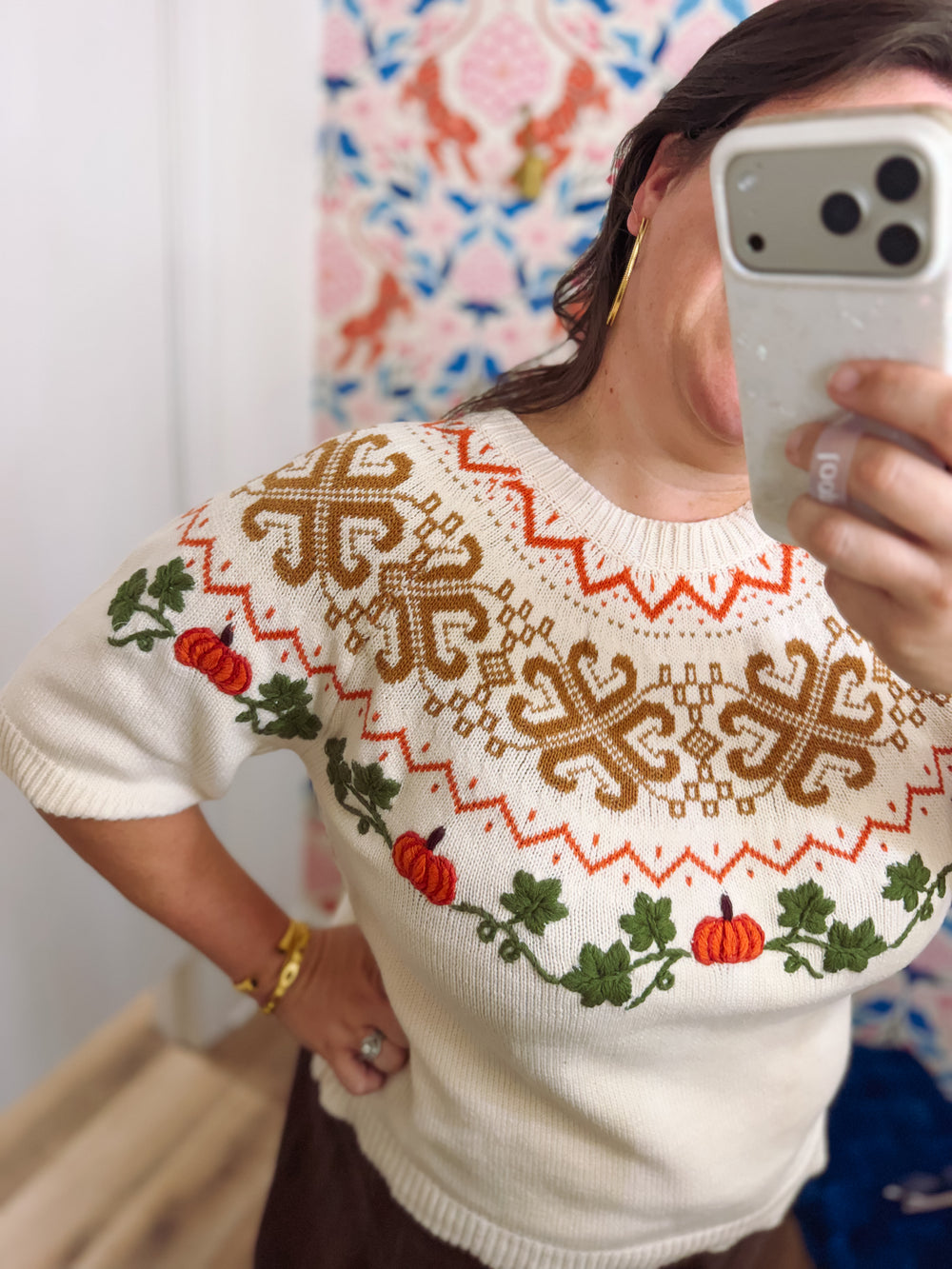 The Saylor Pumpkin Embroidered Sweater (XL-2X)