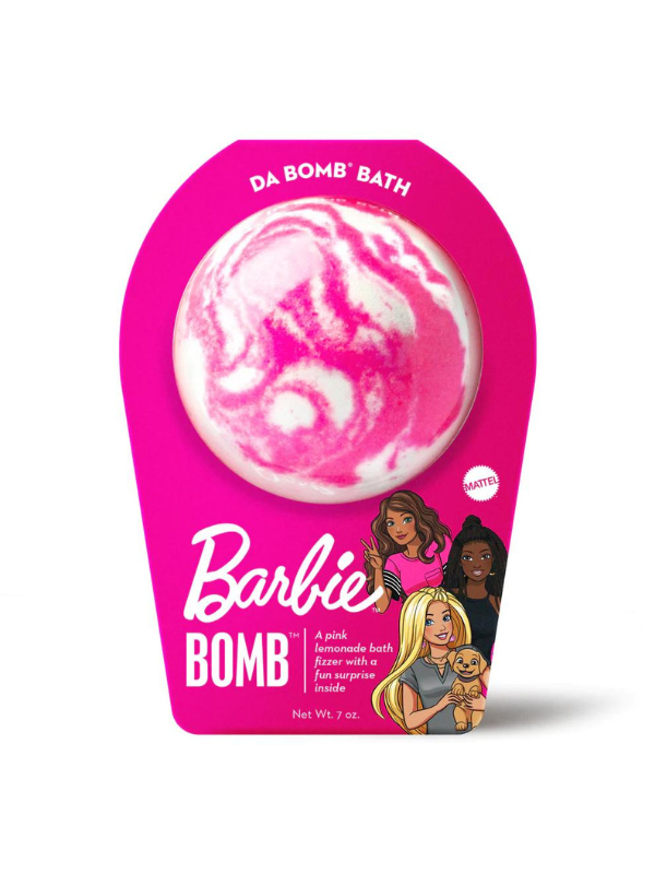 Pink swirl barbie bath bomb with surprise inside