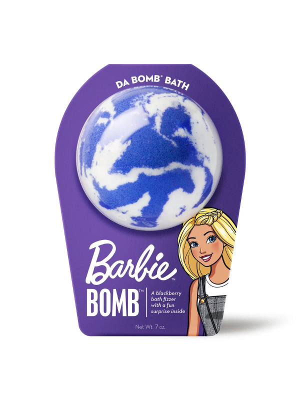 Barbie themed purple swirl bath fizzer with surprise inside