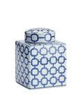 Barclay Butera Dynasty Link Lidded Jar in blue and white