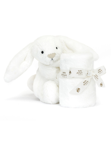 White plush bunny soother by jellycat
