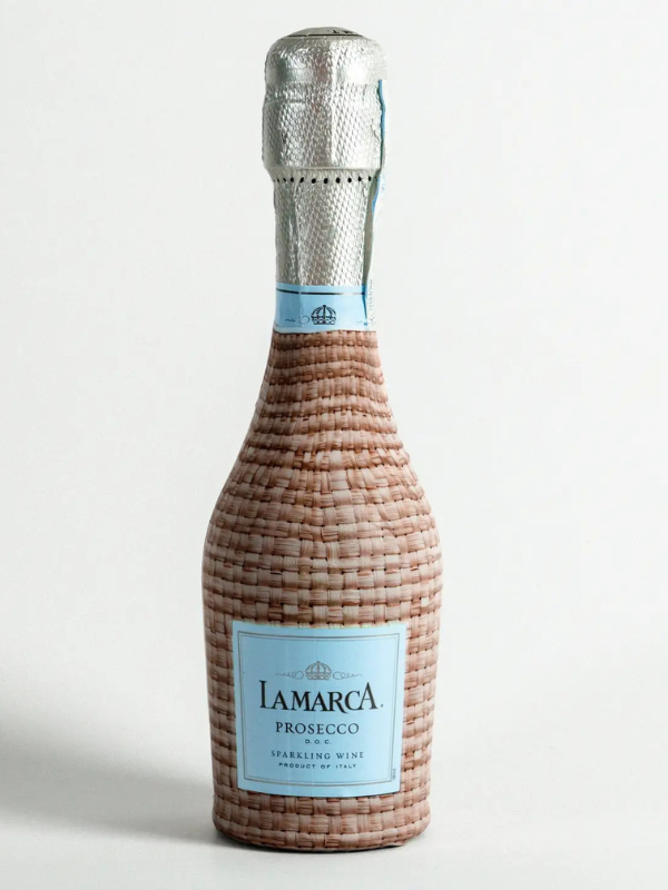 Basket weave decorative bottle wrap for mini champagne bottles