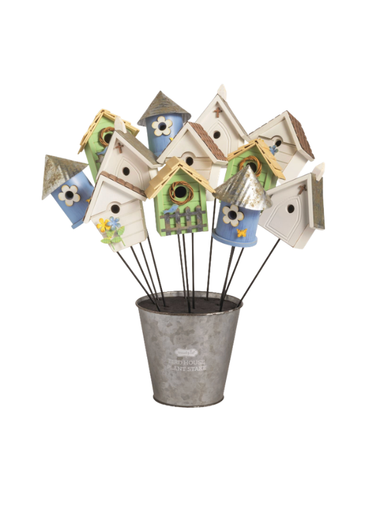 bird house decorative plant garden stake church house unique 