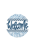 Blue Circle Welcome Door Hanger