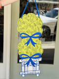 Blue Boxy Topiary Door Hanger
