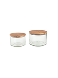 glass canisters with wood lids 