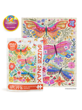 A colorful butterfly and floral jigsaw puzzle shown with its retail box on a white background. The puzzle features large illustrated butterflies in pink, blue, orange, and purple among flowers on a light background.