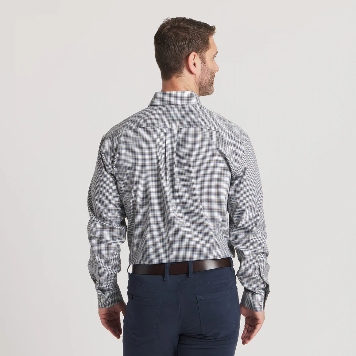 Dyer Performance Gingham Dress Shirt in Navy & Dark Green