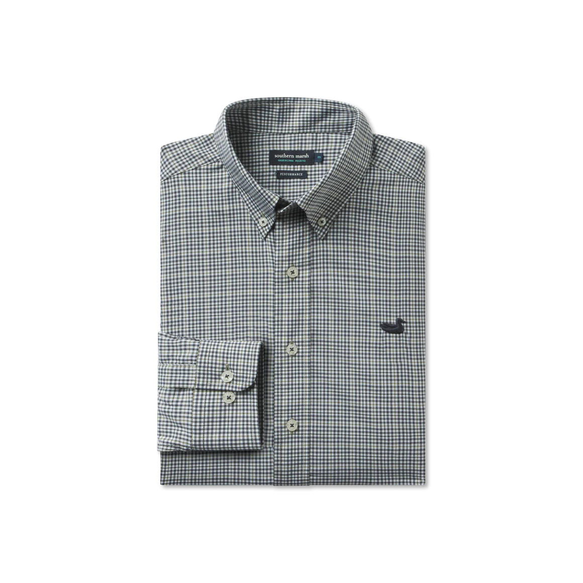 Dyer Performance Gingham Dress Shirt in Navy & Dark Green