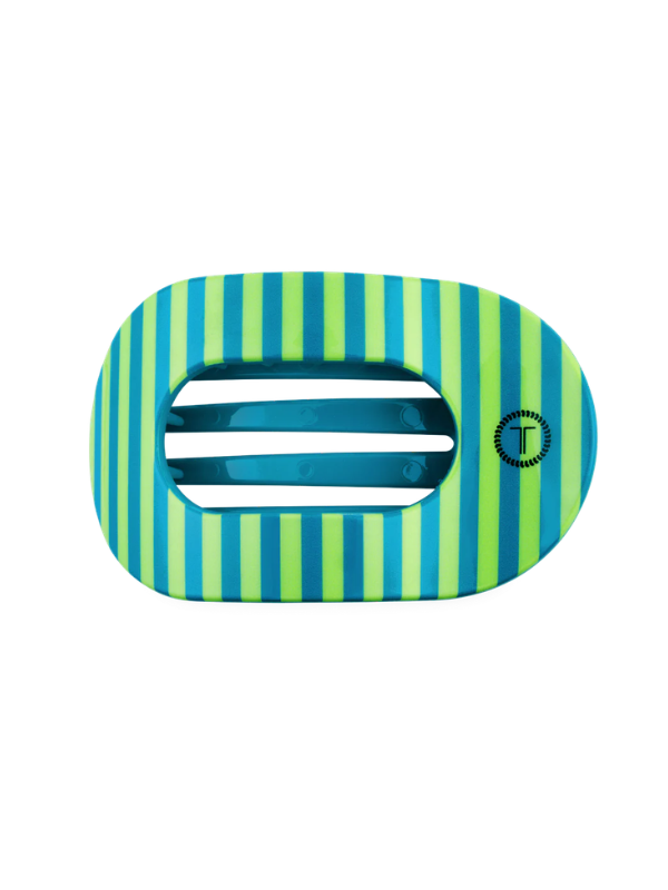 green and blue striped round flat clip 