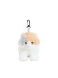A fluffy cat-shaped plush keychain or bag charm.
