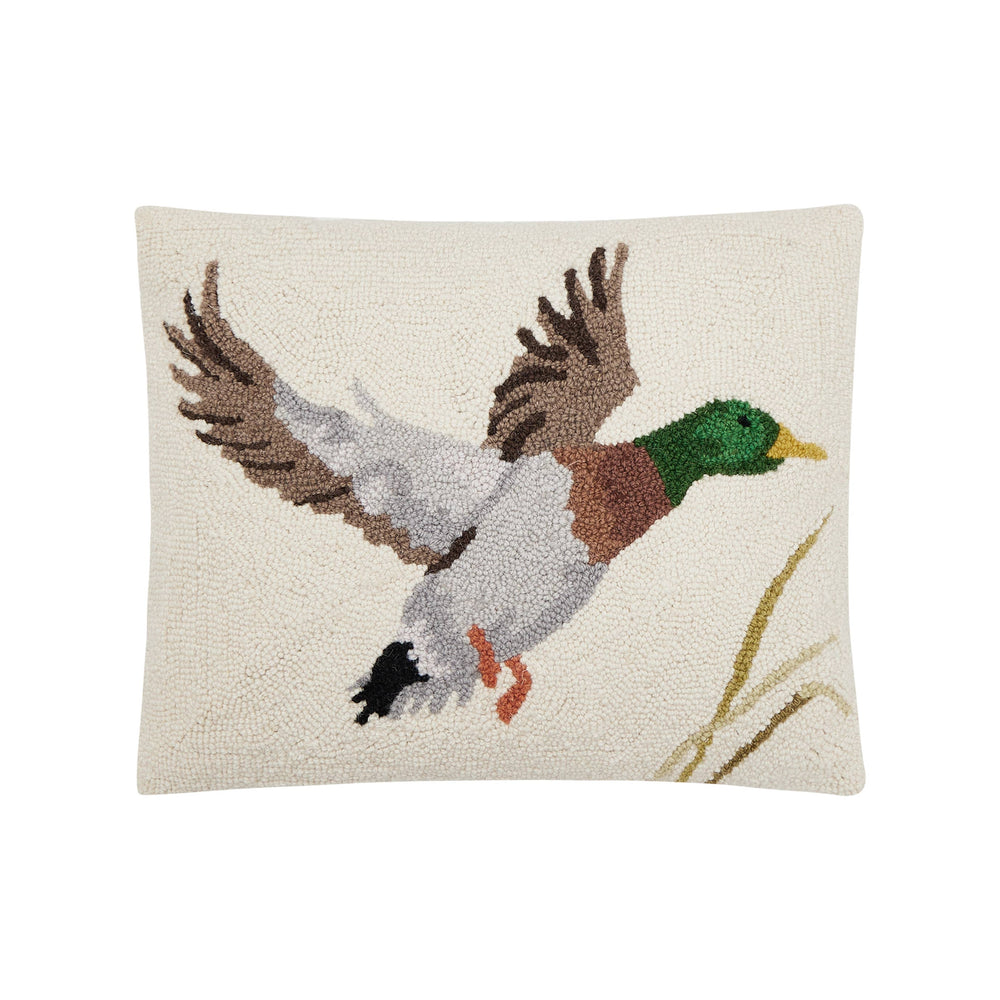 Camp Wandawega Mallard Hooked Pillow cream and brown