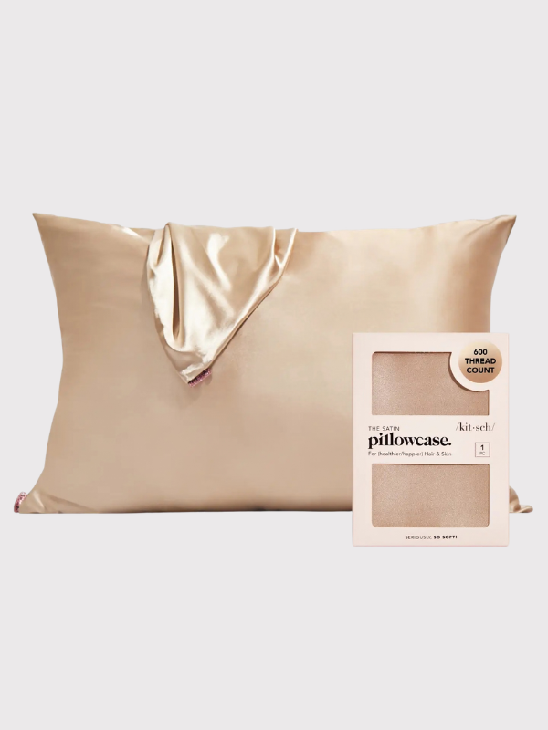 Champagne colored satin pillowcase with zipper by kitsch