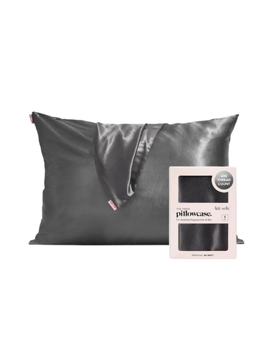 Gray satin pillowcase with zipper by kitsch
