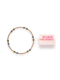 Blue, green and gold beaded bracelet 