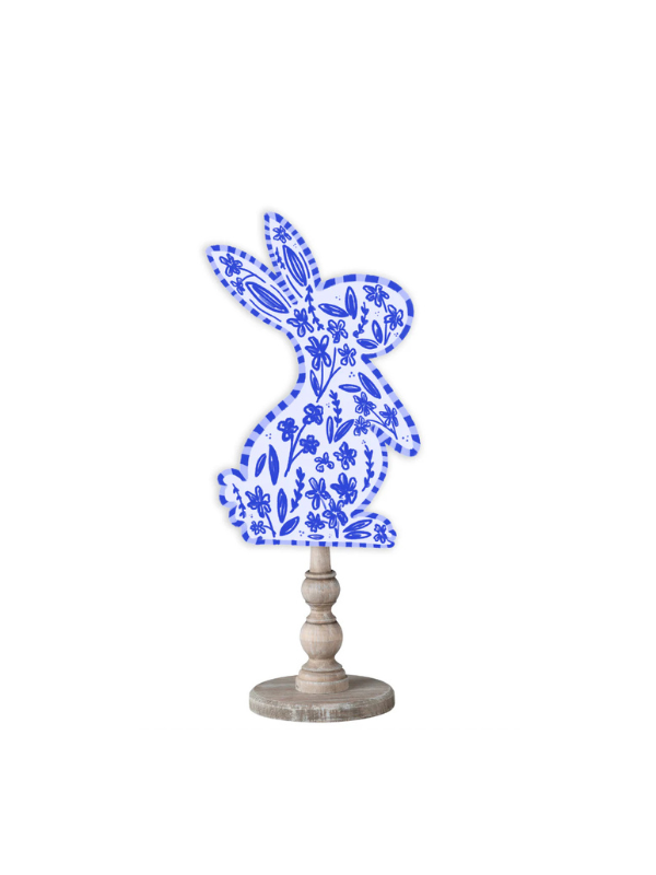Chinoiserie Bunny Topper blue white