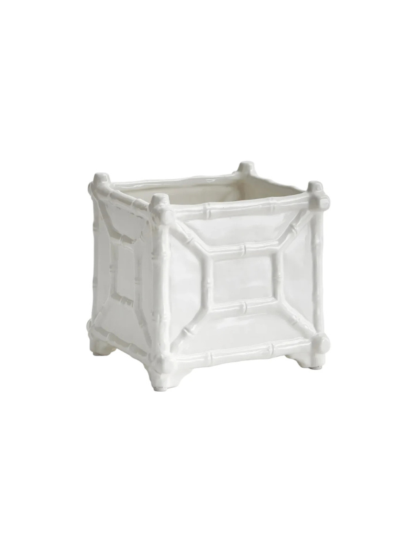 white Chinoiserie Cachepot