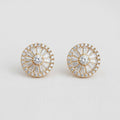 Circular gemstone stud earrings gold