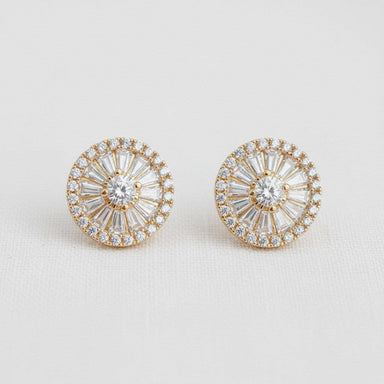 Circular gemstone stud earrings gold