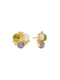 gold Cobblestone Statement Stud in Multi-Stone Cat's Eye By Julie Vos