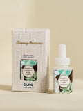 Pura scent with notes of mandarin peel, lemon zest, sweet orange, coconut milk, wild hibiscus petals, cassis, tonka, vanilla bean, and fruity musk