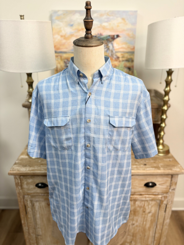 blue plaid fishing shirt 