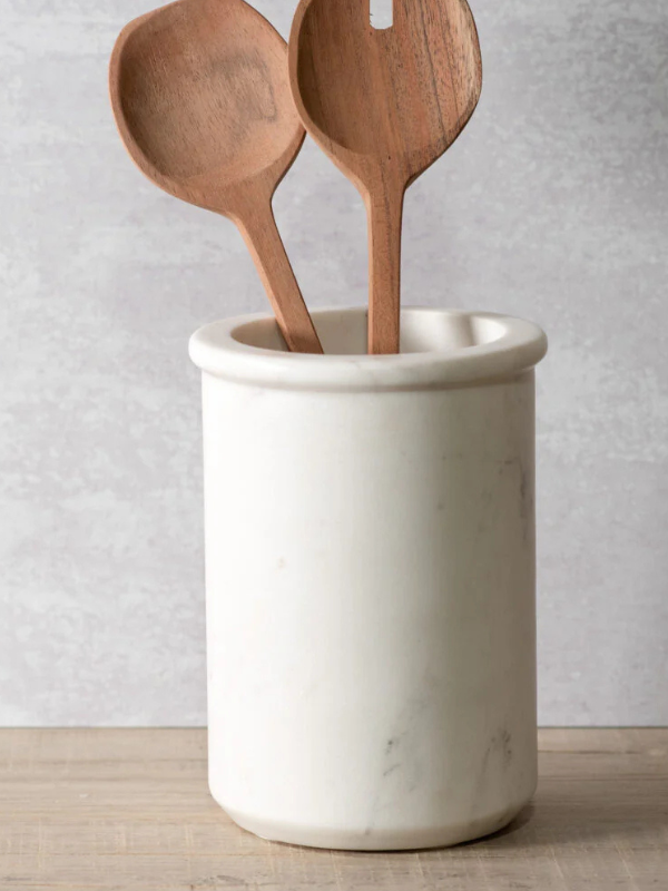 7" White Marble Jar