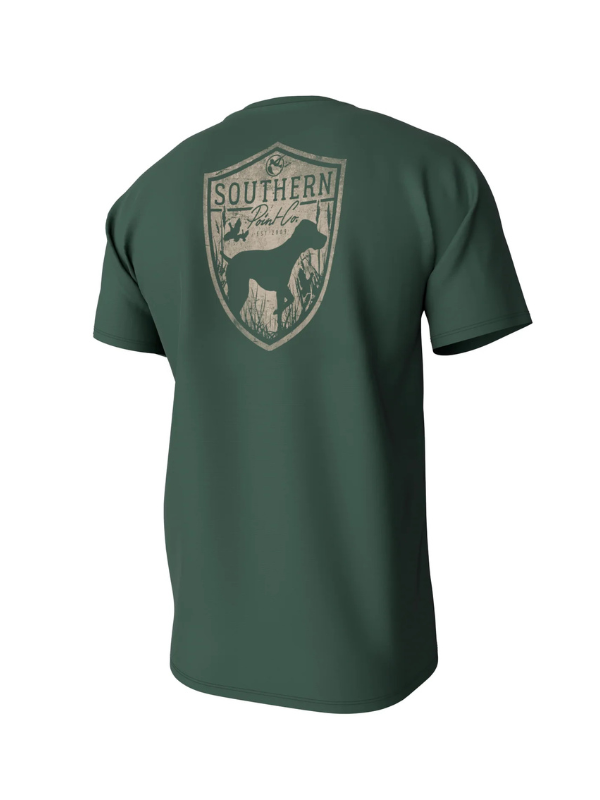 Silhouette Shield Short Sleeve Pocket Tee in Duck Green By Southern Point Co.