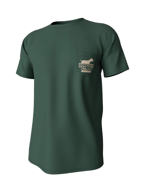Silhouette Shield Short Sleeve Pocket Tee in Duck Green By Southern Point Co.