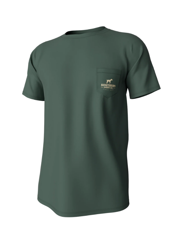 Camo Logo Short Sleeve Pocket Tee in Duck Green By Southern Point Co.