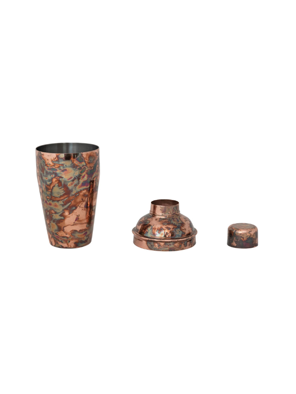 Stainless Steel Cocktail Shaker with Oxidized Copper Finish