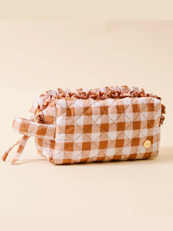 Maple Gingham Essentials Quilted Cosmetic Pouch