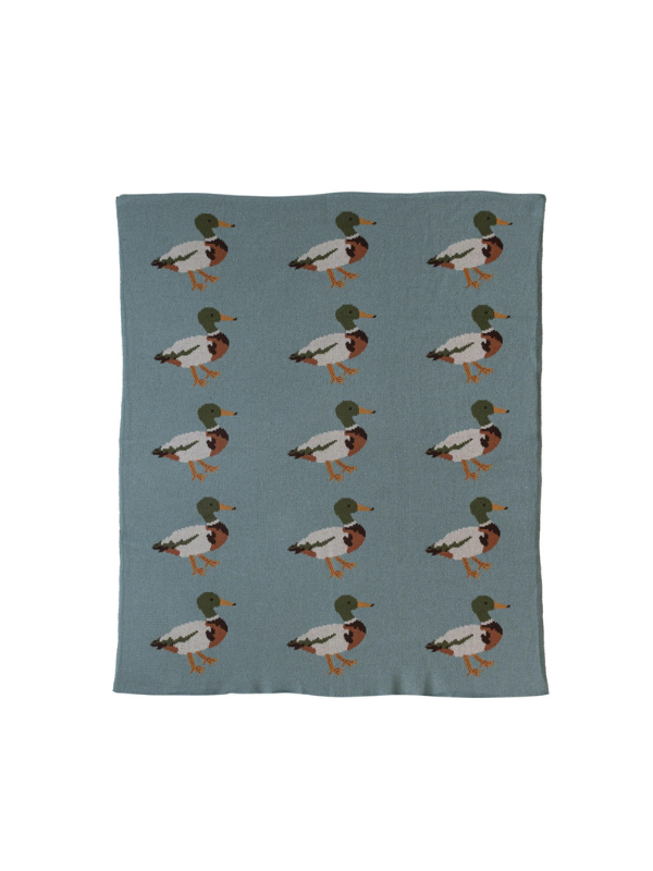 blue and brown mallard duck baby blanket