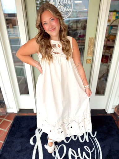 Boho maxi dress with eyelet detailing 