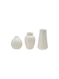 Cream Color Embossed Stoneware Basket Weave Vases 3 sizes