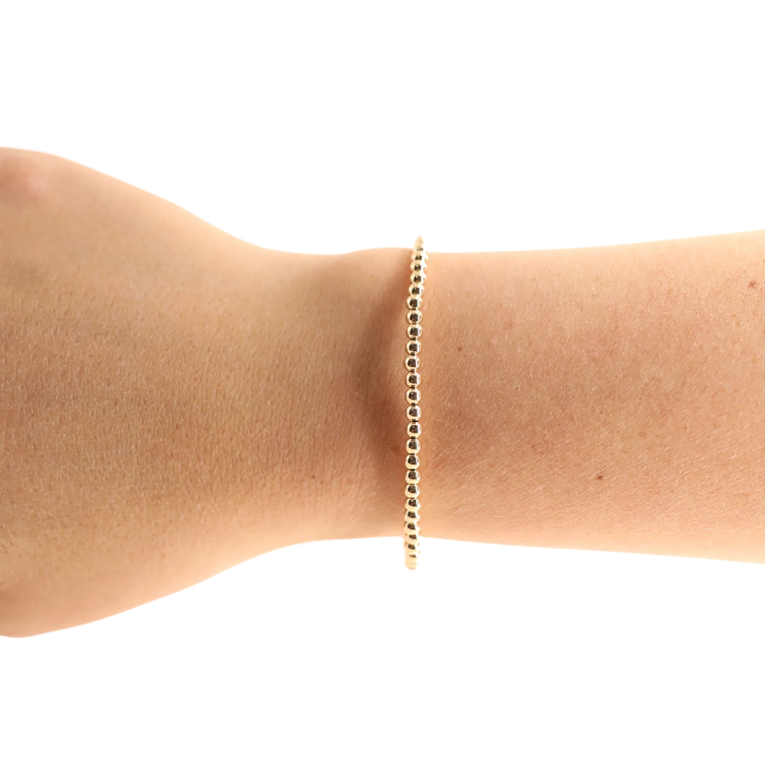 Kids Size 3MM Gold Beaded Bracelet