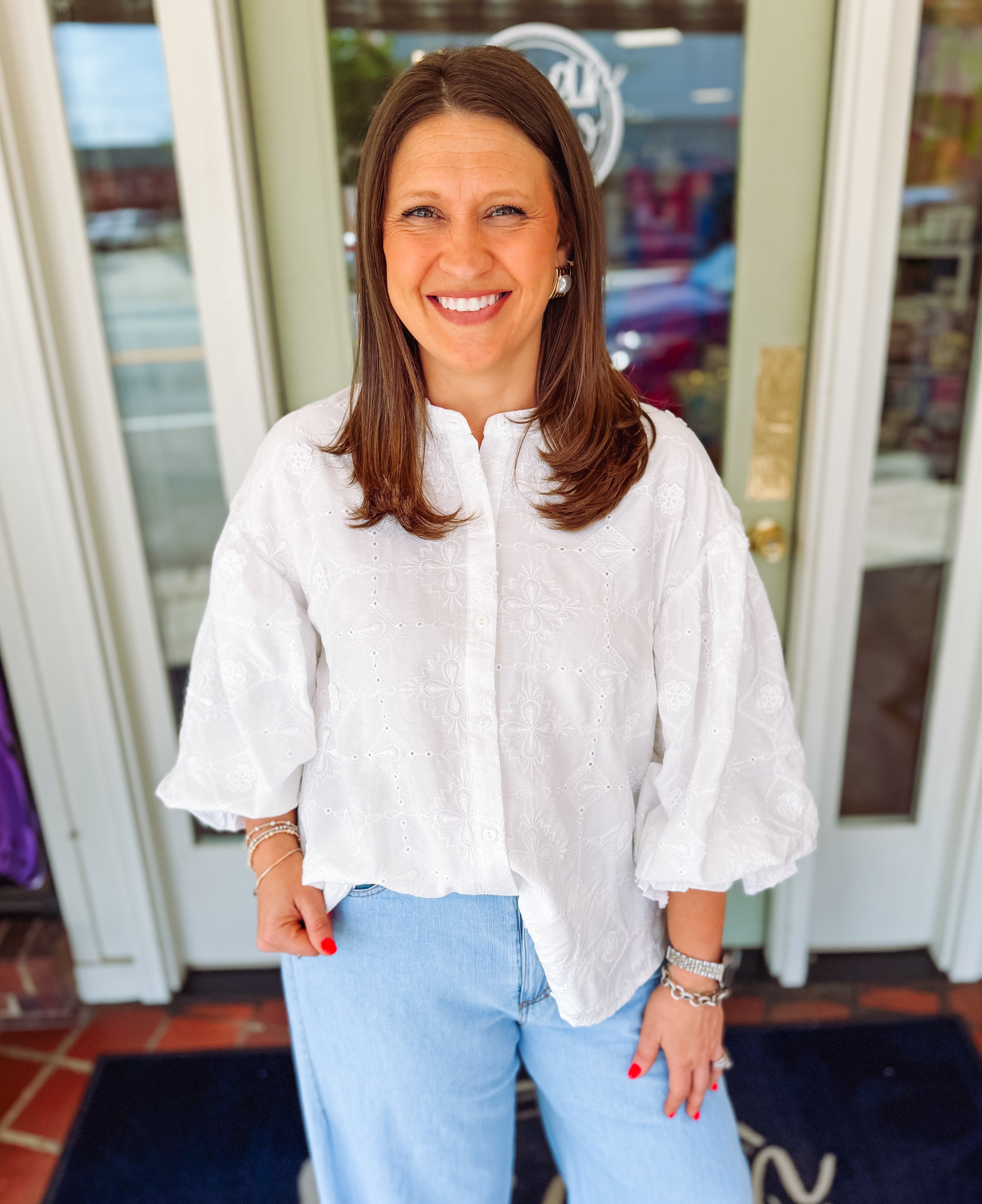 The Anna Floral Eyelet Lace Top