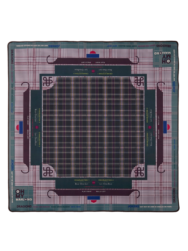 Mahjong mat with plaid grid design on a white background