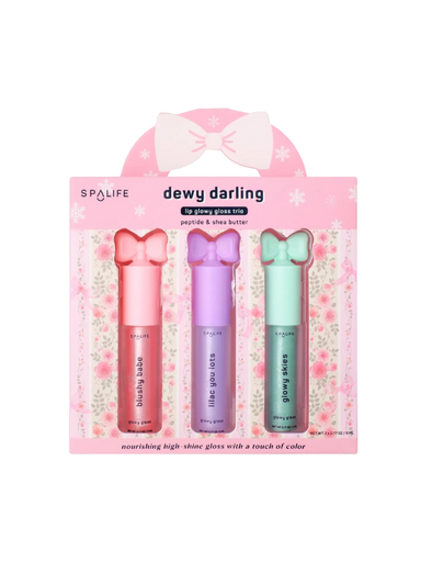 Dewy Darling Lip Glowy Gloss Trio by My Spa Life blush lilac glowy lip balm