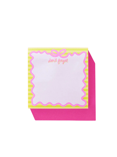 Don't Forget Pink and Green Bow Sticky Notes