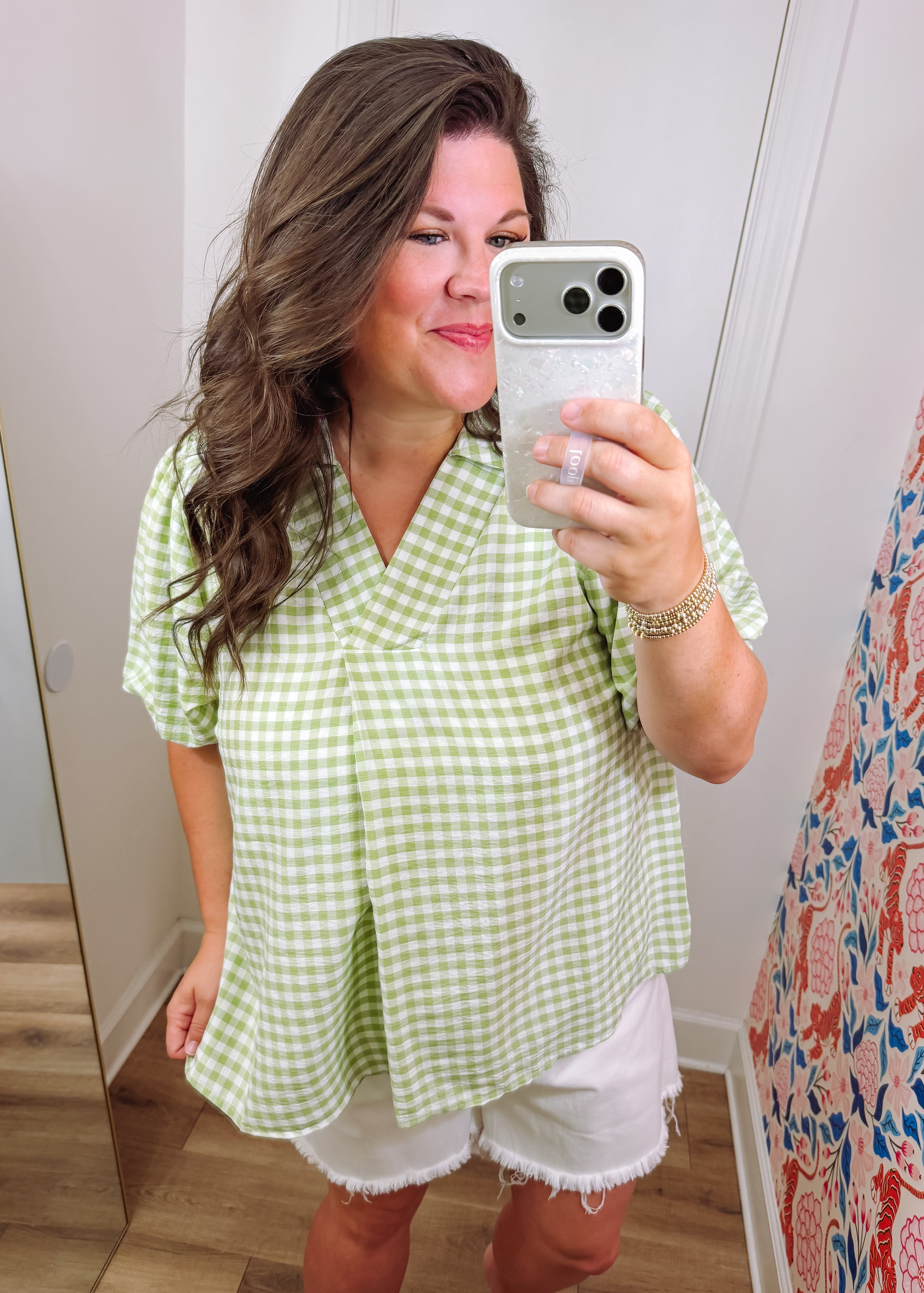 The Gina Green Gingham Top (S-2X)