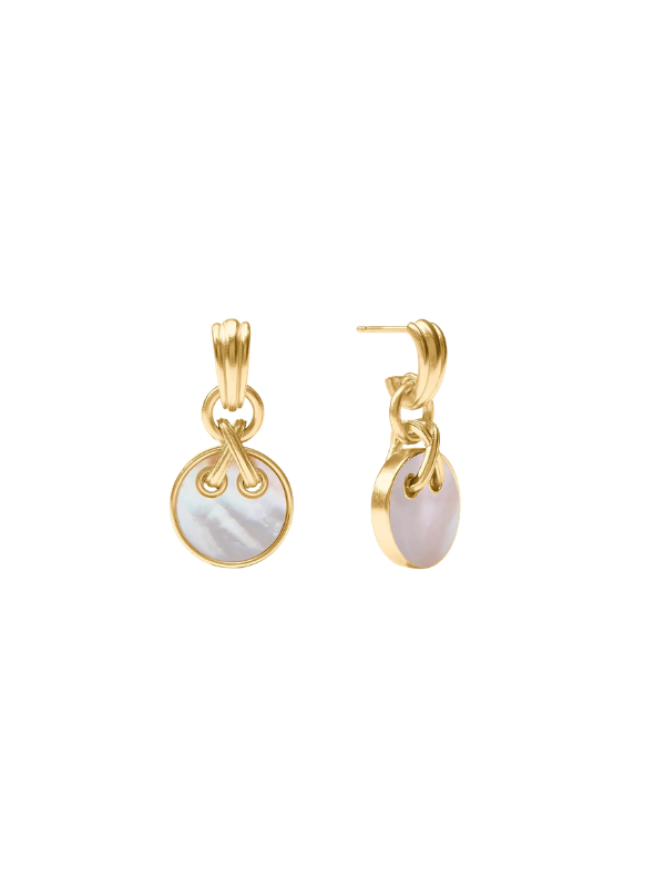 Essex Hoop & Charm Earring in Mother of Pearl 