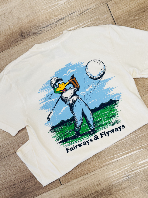 duck swinging a club tee