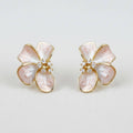 Light pink floral sparkling accent stud earrings 